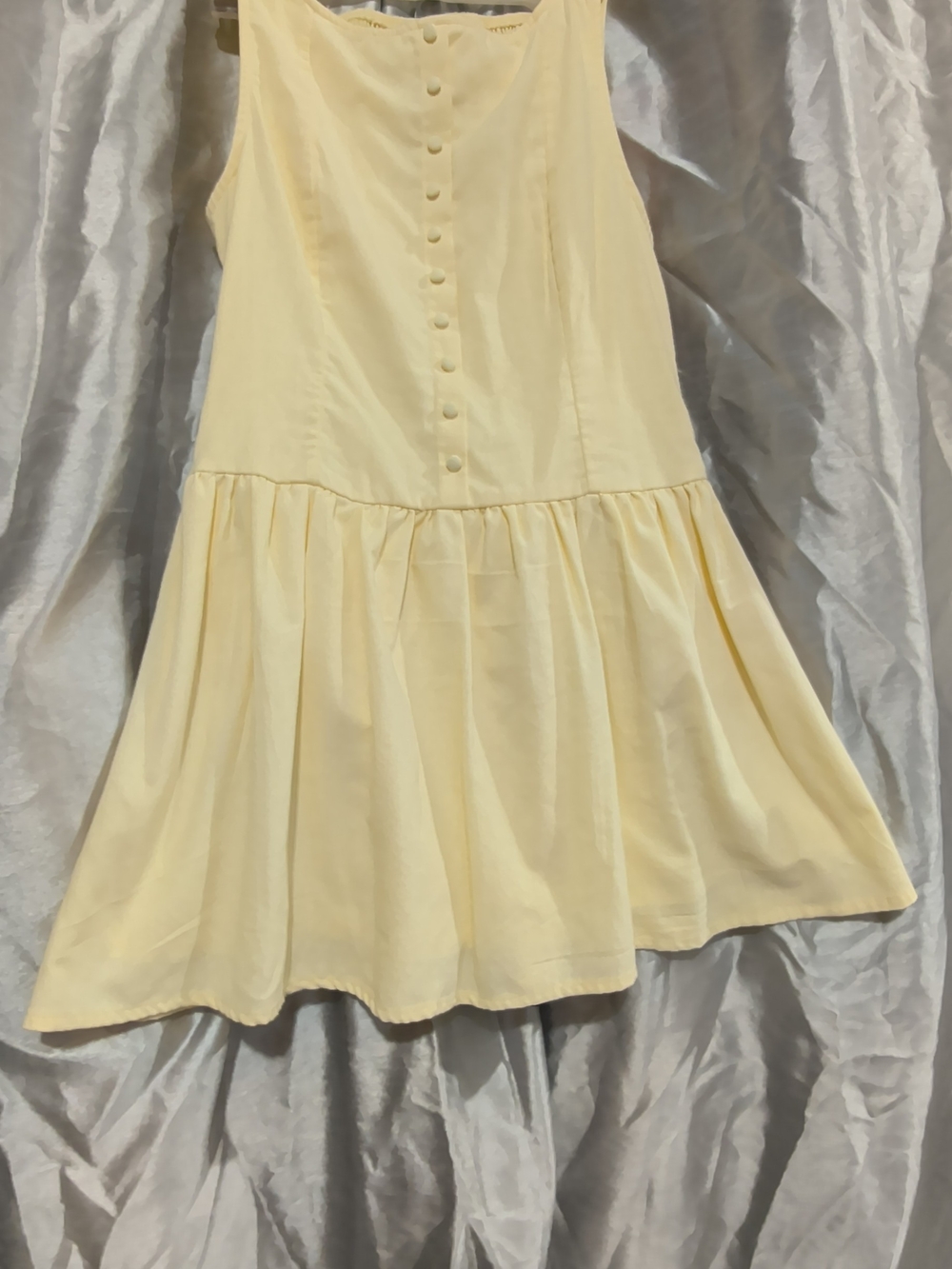 Light Yellow Sleeveless Button-Front Womens Dress